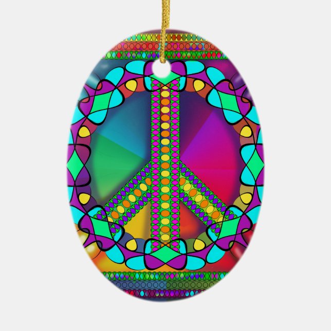 no nuke zone colored ceramic ornament (Front)