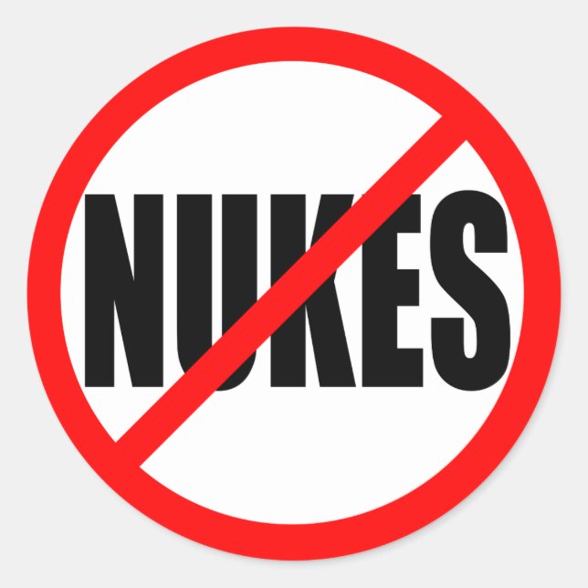 "NO NUKES" CLASSIC ROUND STICKER (Front)