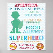 No Nuts Allowed Superhero Boy Sign for Home