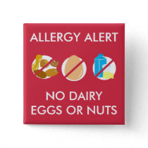 No Nuts Dairy Egg Food Allergy Alert Pin