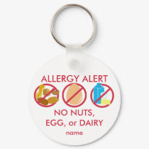 No Nuts Egg or Dairy Allergy Alert Keychain