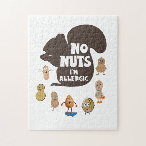 No Nuts Im Allergic Peanut Allergy Awareness Jigsaw Puzzle