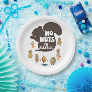 No Nuts I'm Allergic Peanut Allergy Awareness Paper Plates
