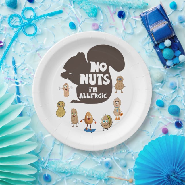 No Nuts I'm Allergic Peanut Allergy Awareness Paper Plates (Party)