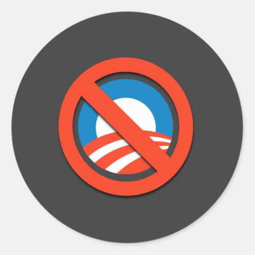 NO O  No Obama Classic Round Sticker