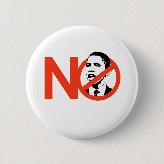 NO OBAMA / ANTI-OBAMA PINBACK BUTTON (Front)
