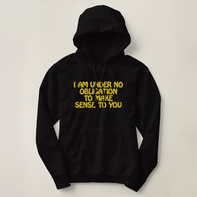 NO OBLIGATION Embroidered Hoodie (Design Front)