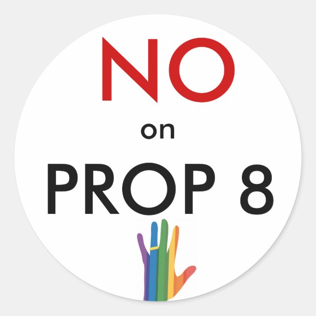 No on Prop 8 Classic Round Sticker (Front)