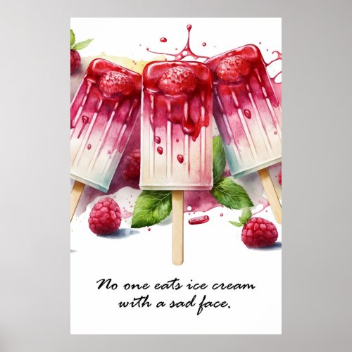 No one eat ice cream with a sad face poster