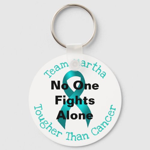 No One Fights Alone _ Ovarian Cancer Keychain