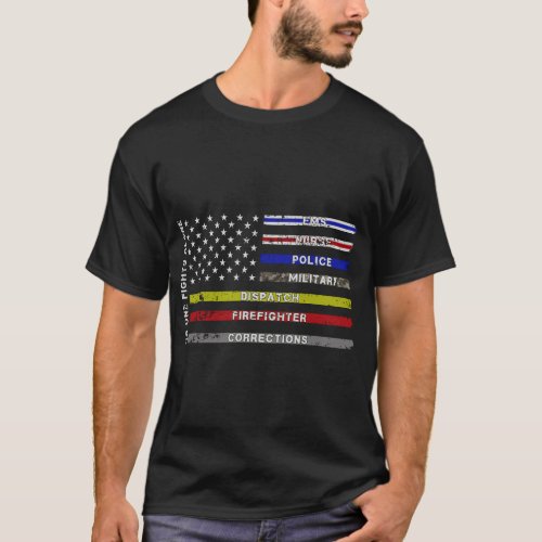 No One Fights Alone Usa Flag American Service Prou T_Shirt