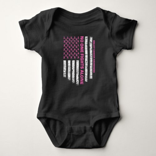 No One Fights Alone USA Flag Breast Cancer t_shirt Baby Bodysuit