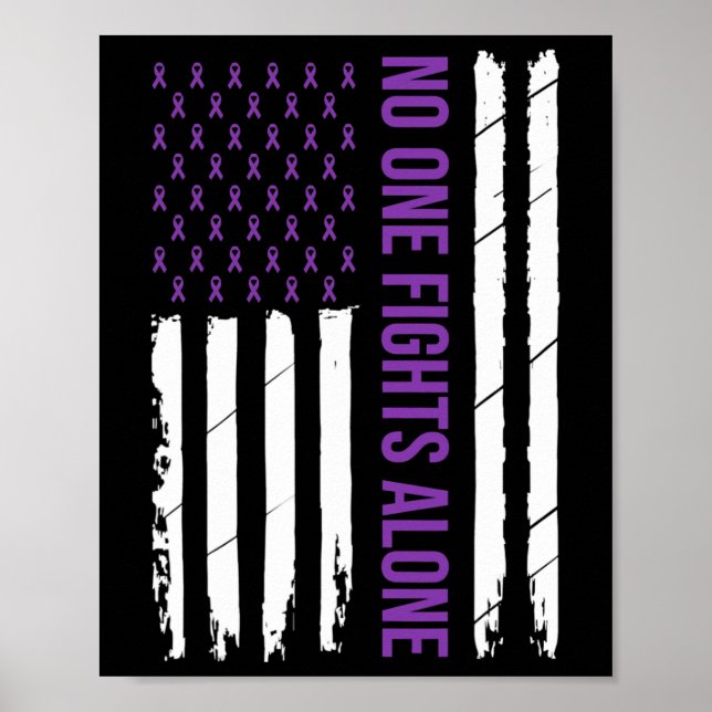 No one Fligt Alone Purple Ribbon Alzheimer's Aware Poster (Front)