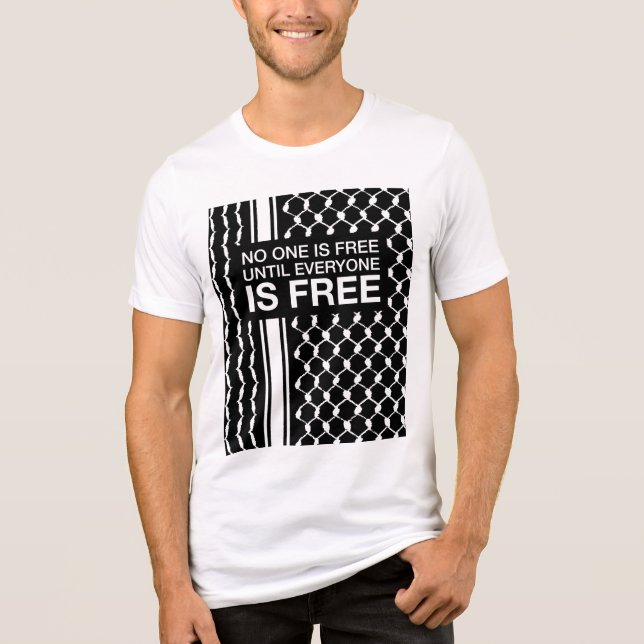 No One Is Free Until Everyone Is Palestine Kufiya Tri-Blend Shirt (Front)