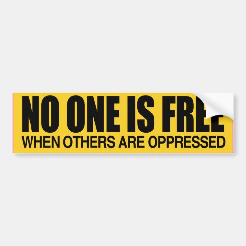 NO ONE IS FREE WHEN OTHERS ARE OPPRESSED _png Bumper Sticker