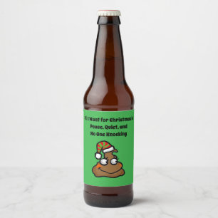 No One Knocking Funny Christmas Toilet Humor Beer Bottle Label