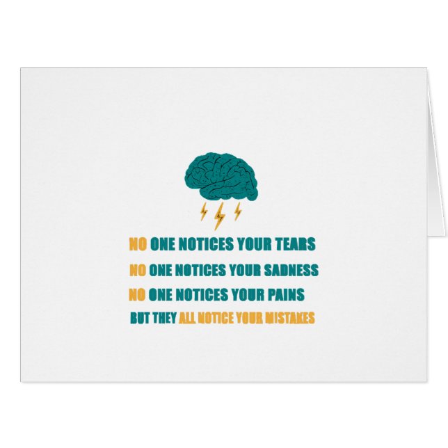 No one notices your sadness  cards (Front Horizontal)