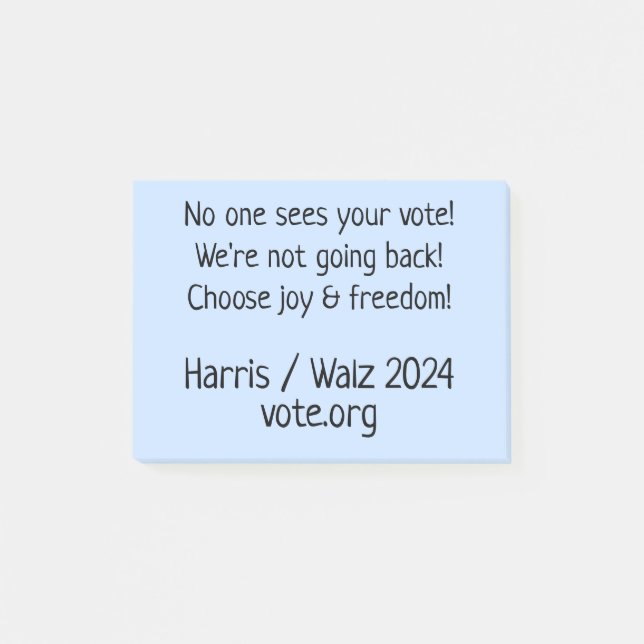 No One Sees Your Vote! GOTV Notes to Voters (Front)