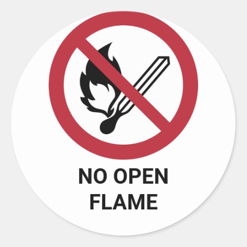 No Open Flame Prohibition Sign Classic Round Sticker