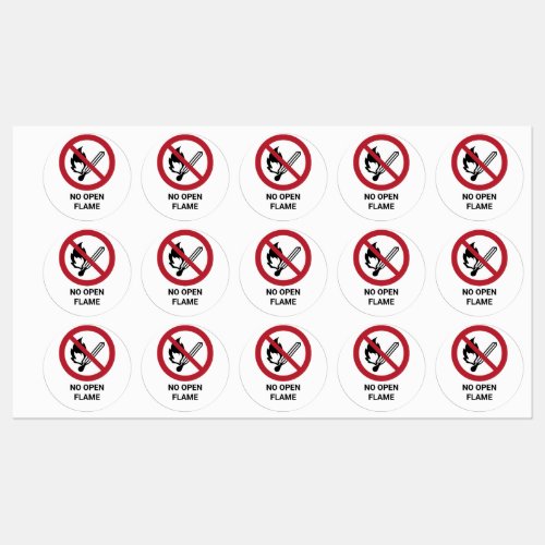 No Open Flame Prohibition Sign Labels
