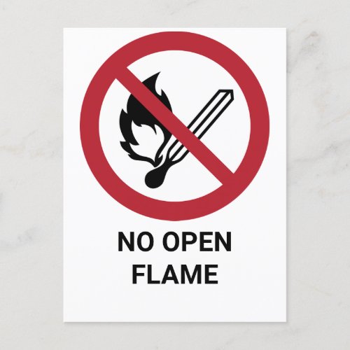 No Open Flame Prohibition Sign Postcard