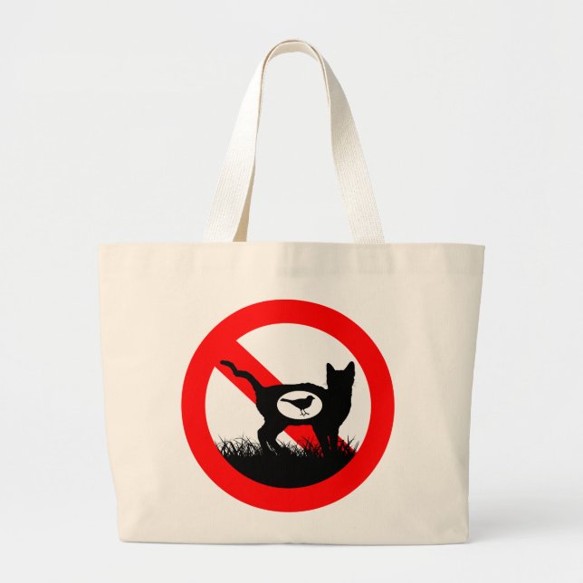 No Outdoor Cats Large Tote Bag (Front)