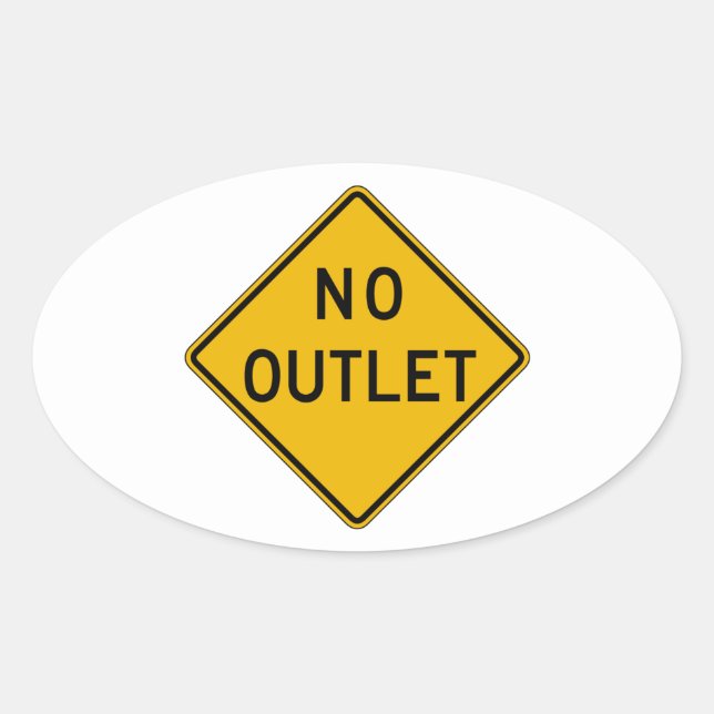 No Outlet, Traffic Warning Sign, USA Oval Sticker (Front)