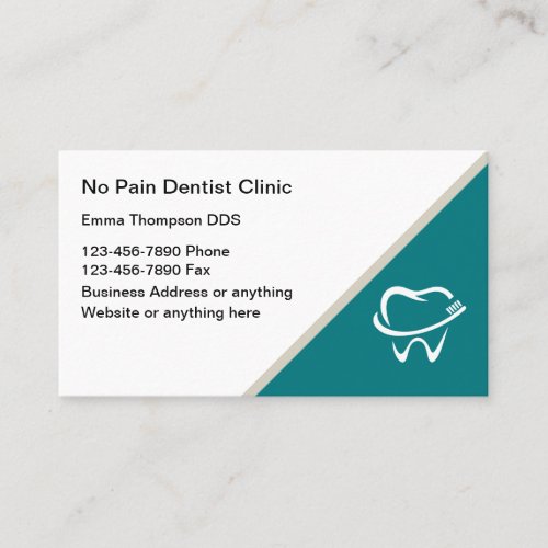 No Pain Dentist Service Business Cards