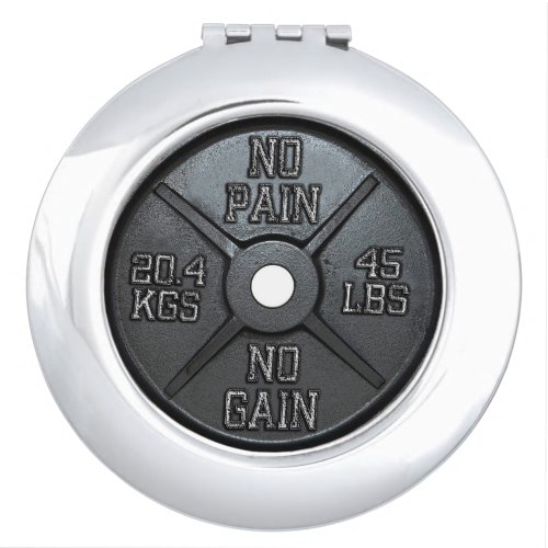 No Pain No Gain _ Barbell Plate Mirror For Makeup