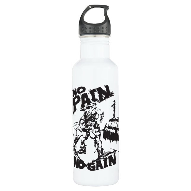 No Pain No Gain - Bodybuilding Motivation Water Bottle (Front)