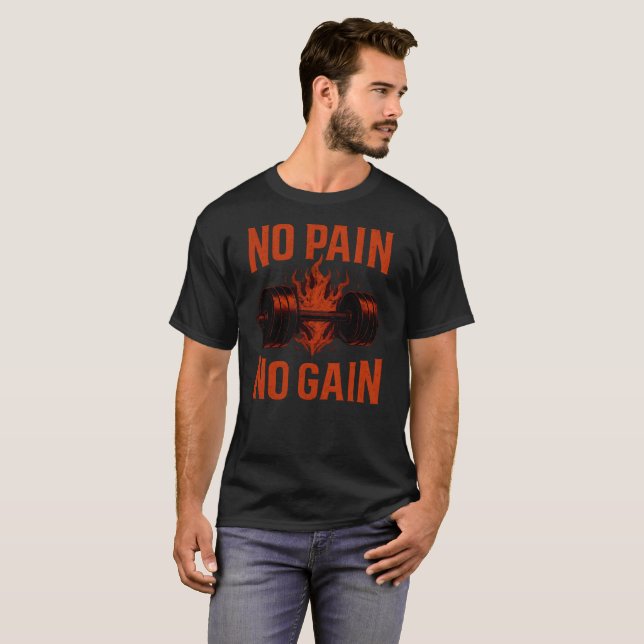 No Pain No Gain – Classic Gym Motivation Tee (Front Full)