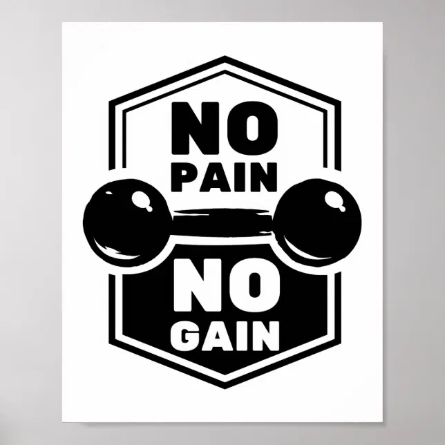 No Pain No Gain | Gym Fitness Motivational Quote Poster | Zazzle