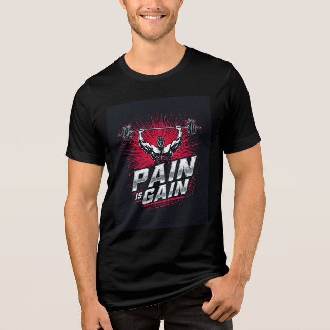 No Pain No Gain Gym T-Shirt Fitness Motivation Tee (Front)