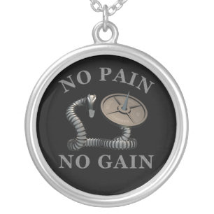 No Pain No Gain Infiltrator Snake Weightlifting Ne Silver Plated Necklace