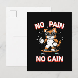 No pain No Gain Invitation Postcard