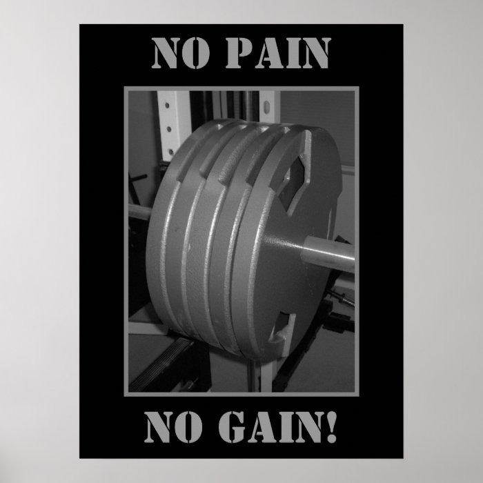 NO PAIN NO GAIN Weightlifting Exercise Poster