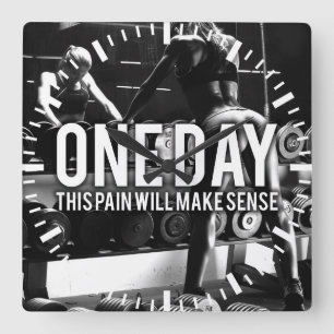 No PAIN No Gain - Women's Workout Motivational Square Wall Clock