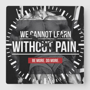 NO PAIN NO GAIN - Workout Motivational Square Wall Clock