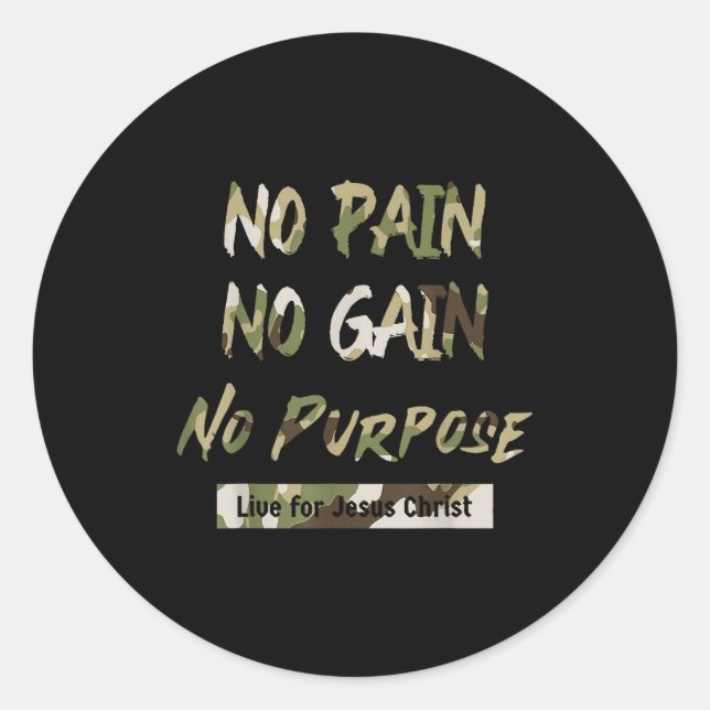 No Pain No Purse Live For Jesus Christian Redleg C Classic Round Sticker (Front)
