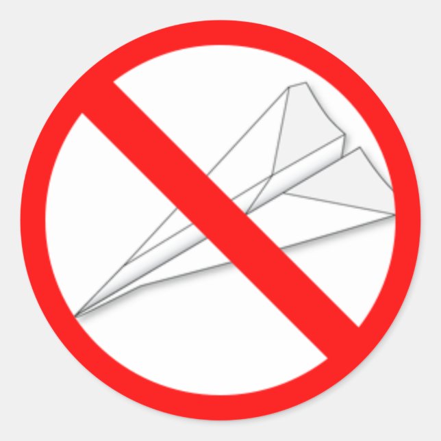 No Paper Airplanes Classic Round Sticker (Front)