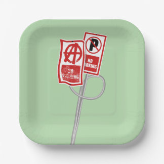 No parking anarchy sign paper plates