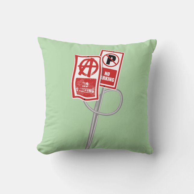 No parking anarchy sign throw pillow (Front)