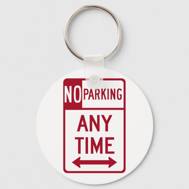 No Parking Any Time Road Sign Keychain (Front)
