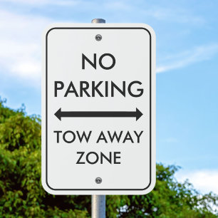No Parking Custom Red White Modern Warning Outdoor Metal Sign