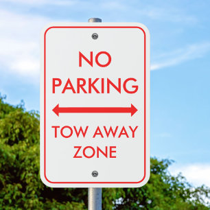 No Parking Custom Red White Modern Warning Outdoor Metal Sign