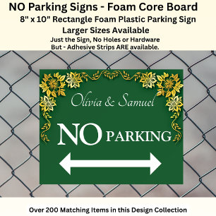 NO Parking, Emerald Green & Gold Wedding Foam Board