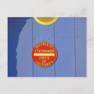 No Parking French Sign Blue Garage Door Postcard