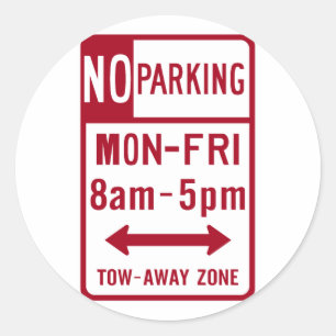 No Parking M-F 8-5 Road Sign Classic Round Sticker