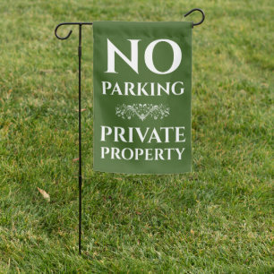 No parking private property flourish forest green garden flag