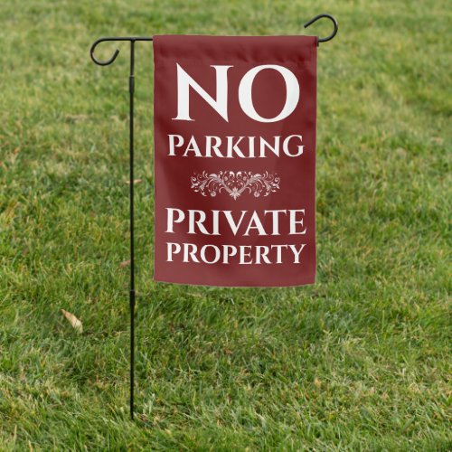 No parking private property flourish maroon red garden flag